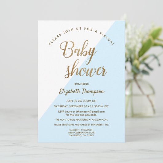 Virtueller Baby-Duschkopf Einladung (Stehend Vorderseite)