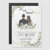 Virtueller Einblick in die weißen und grünen Illus Magneteinladung (Vorne/Hinten)