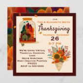 Virtueller Erntedank Herbst in einem Jar Einladung (Vorne/Hinten)