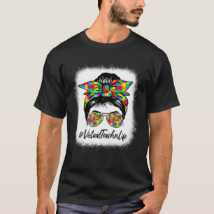 Virtueller Lehrer Unordentlicher Dutt Unterstützt T-Shirt