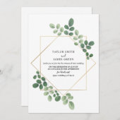 virtueller Live Stream Wedding Geometric Botanical Einladung (Vorne/Hinten)