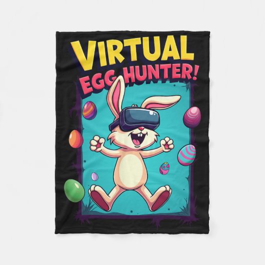 Virtueller Ostereier-Jäger - Lustiger Gamer Bunny Fleecedecke (Vorderseite)