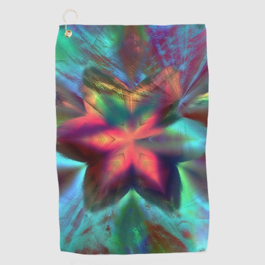 Virtueller Schmutz über Blume Kaleidoskop-Feuerora Golfhandtuch (Vorderseite)