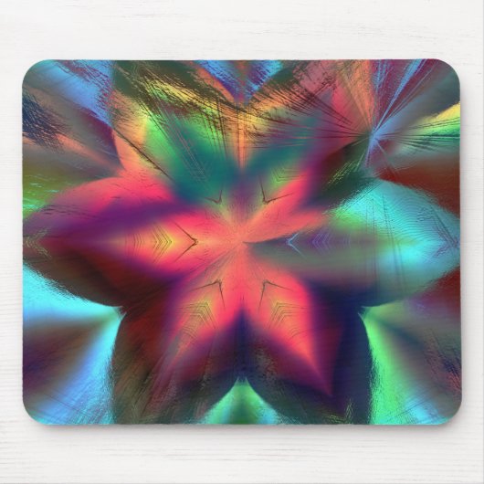 Virtueller Schmutz über Blume Kaleidoskop-Feuerora Mousepad (Vorne)