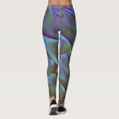 Virtueller Stein in satinfarbenem Blau und Grün Leggings (Rückseite)