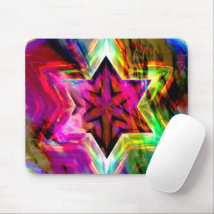 Virtueller Stern mit Rändern in bunten Neontönen Mousepad