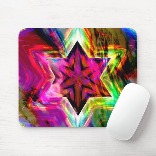 Virtueller Stern mit Rändern in bunten Neontönen Mousepad (Mit Mouse)