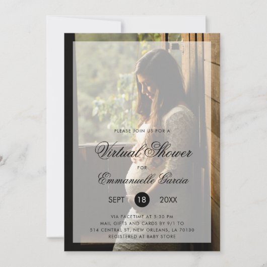 Virtuelles Baby Duwer Gender Neutral Modernes Foto Einladung (Vorderseite)