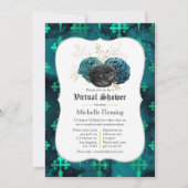 Virtuelles Brautparty für aquamarine, Schwarz und Einladung (Vorderseite)