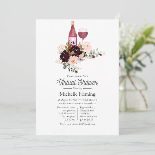 Virtuelles Brautparty zum Thema Berry and Blush We Einladung (Stehend Vorderseite)
