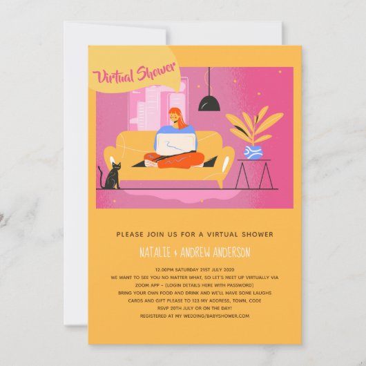 Virtuelles Einladungs-Baby oder Brautparty, Geburt Einladung (Vorderseite)