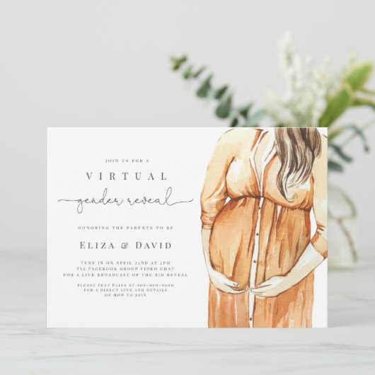 Virtuelles Geschlecht: Er oder sie Boho Burnt Ora Einladung (Stehend Vorderseite)