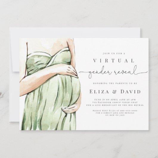 Virtuelles Geschlecht offenbart Grünen Boho Er od Einladung (Vorderseite)