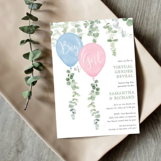 Virtuelles Geschlecht offenbart Moderner Eukalyptu Einladung