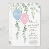 Virtuelles Geschlecht zeigt Blaupink-Ballongrün Einladung (Vorne/Hinten)