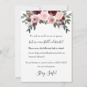 virtuelles Hochzeitklappenfolien für Bordeaux-Blum Einladung (Rückseite)