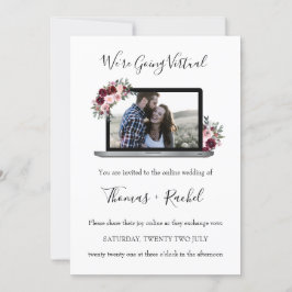 virtuelles Hochzeitklappenfolien für Bordeaux-Blum Einladung