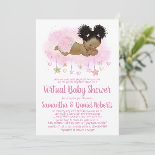 Virtuelles Laufwerk für Mädchen durch Kinderdusche Einladung (Stehend Vorderseite)