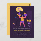 Virtuelles Party für den Abschluss zum Geburtstag  Postkarte (Vorne/Hinten)