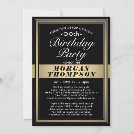 Virtuelles Schwarzes Gold und Weißes Party zum Geb Einladung