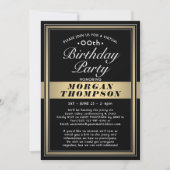 Virtuelles Schwarzes Gold und Weißes Party zum Geb Einladung (Vorderseite)