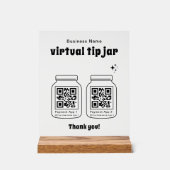 Virtuelles Trinkgeldglas mit 2 QR-Code Acrylschild (Vorderseite)