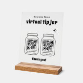 Virtuelles Trinkgeldglas mit 2 QR-Code Acrylschild (Winkel)