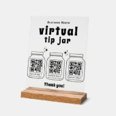 Virtuelles Trinkgeldglas mit 3 QR-Code Acrylschild (Winkel)