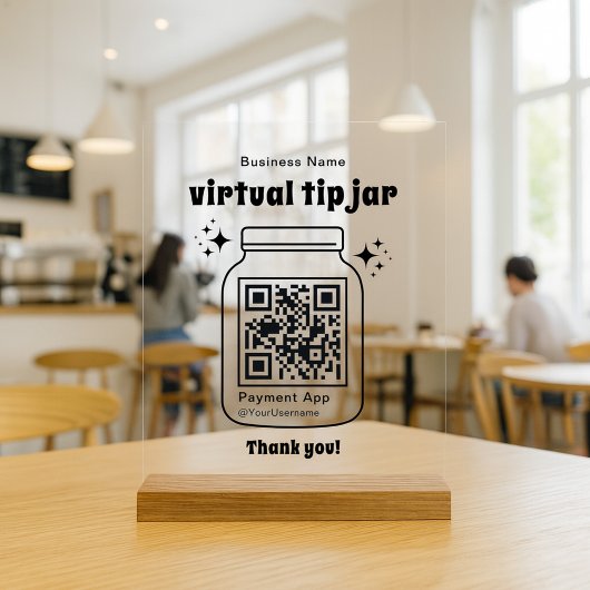 Virtuelles Trinkgeldglas mit QR-Code Acrylschild