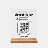 Virtuelles Trinkgeldglas mit QR-Code Acrylschild (Vorderseite)