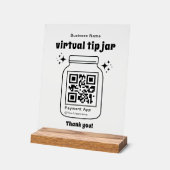 Virtuelles Trinkgeldglas mit QR-Code Acrylschild (Winkel)