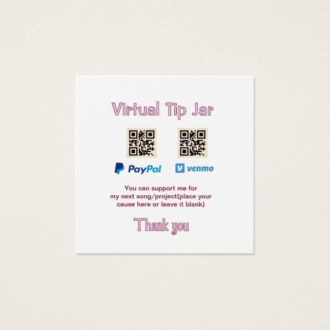 Virtuelles Trinkgeldglas QR-Code Geldspende PayPal (Vorderseite)