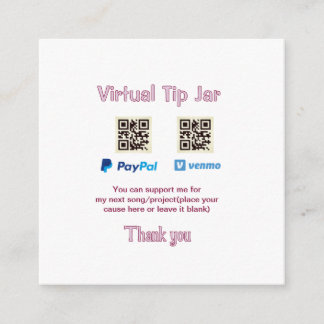 Virtuelles Trinkgeldglas QR-Code Geldspende PayPal Begleitkarte