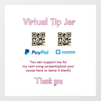 Virtuelles Trinkgeldglas QR-Code Geldspende PayPal Fensteraufkleber