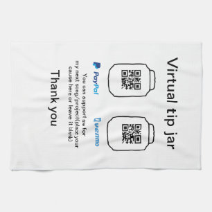 Virtuelles Trinkgeldglas QR-Code Geldspende PayPal Geschirrtuch