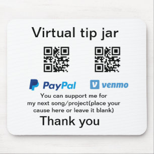 Virtuelles Trinkgeldglas QR-Code Geldspende PayPal Mousepad