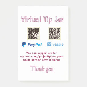 Virtuelles Trinkgeldglas QR-Code Geldspende PayPal Post-it Klebezettel