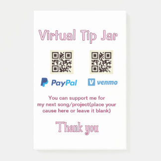 Virtuelles Trinkgeldglas QR-Code Geldspende PayPal Post-it Klebezettel