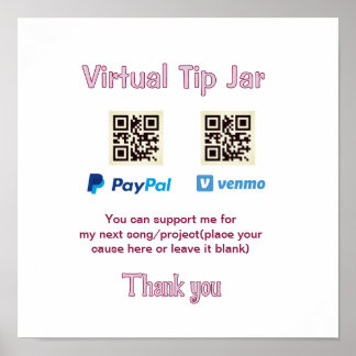 Virtuelles Trinkgeldglas QR-Code Geldspende PayPal Poster