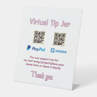 Virtuelles Trinkgeldglas QR-Code Geldspende PayPal Sockelschild