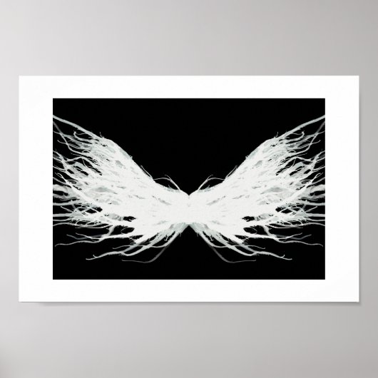Virtues Abstract White Wings Alcohol Ink Art Poster (Vorne)
