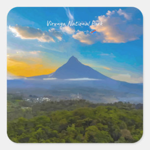 Virunga-Nationalpark, DR Kongo - Vulkan Quadratischer Aufkleber