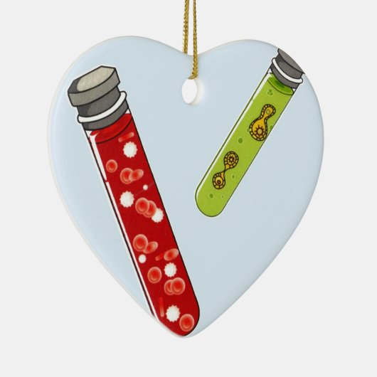 Virus mit zwei Reagenzglas-roten Blutkörperchen Keramik Ornament (Rechts)