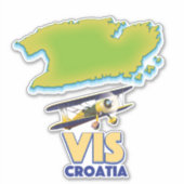 Vis Croatia Karte Aufkleber (Vorderseite)