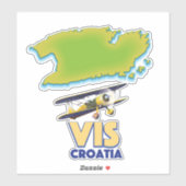 Vis Croatia Karte Aufkleber (Blatt)