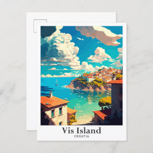 Vis Island Kroatien Reisen Vintage Illustration Postkarte