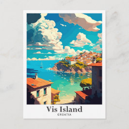 Vis Island Kroatien Reisen Vintage Illustration Postkarte