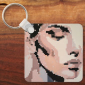 Visage paisible en pixel art schlüsselanhänger (Vorderseite)