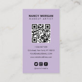 Visagist 4 Foto-Raster-QR-Code Lavendel Visitenkarte (Rückseite)