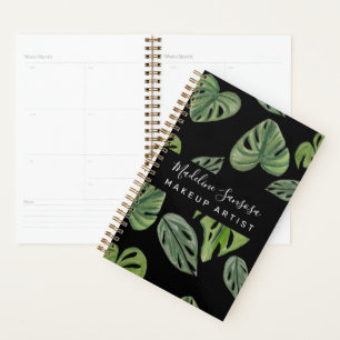 Visagist Dschungel Grün Wasserfarbe Monstera Planer
